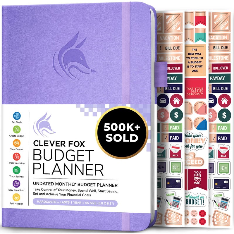 Clever Fox Budget Planner - Expense Tracker Notebook. Monthly Budgeting Organizer, Finance Logbook & Accounts Book, Bill Tracker, A5 (Lavender) - Image 1